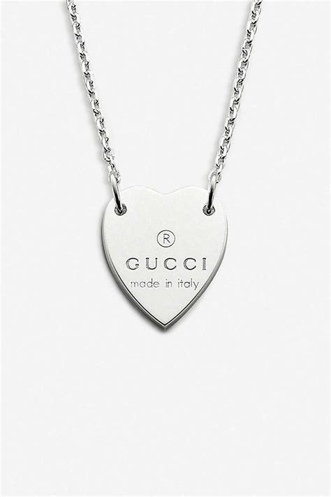 gucci sterling silver g necklace|trademark necklace with heart pendant.